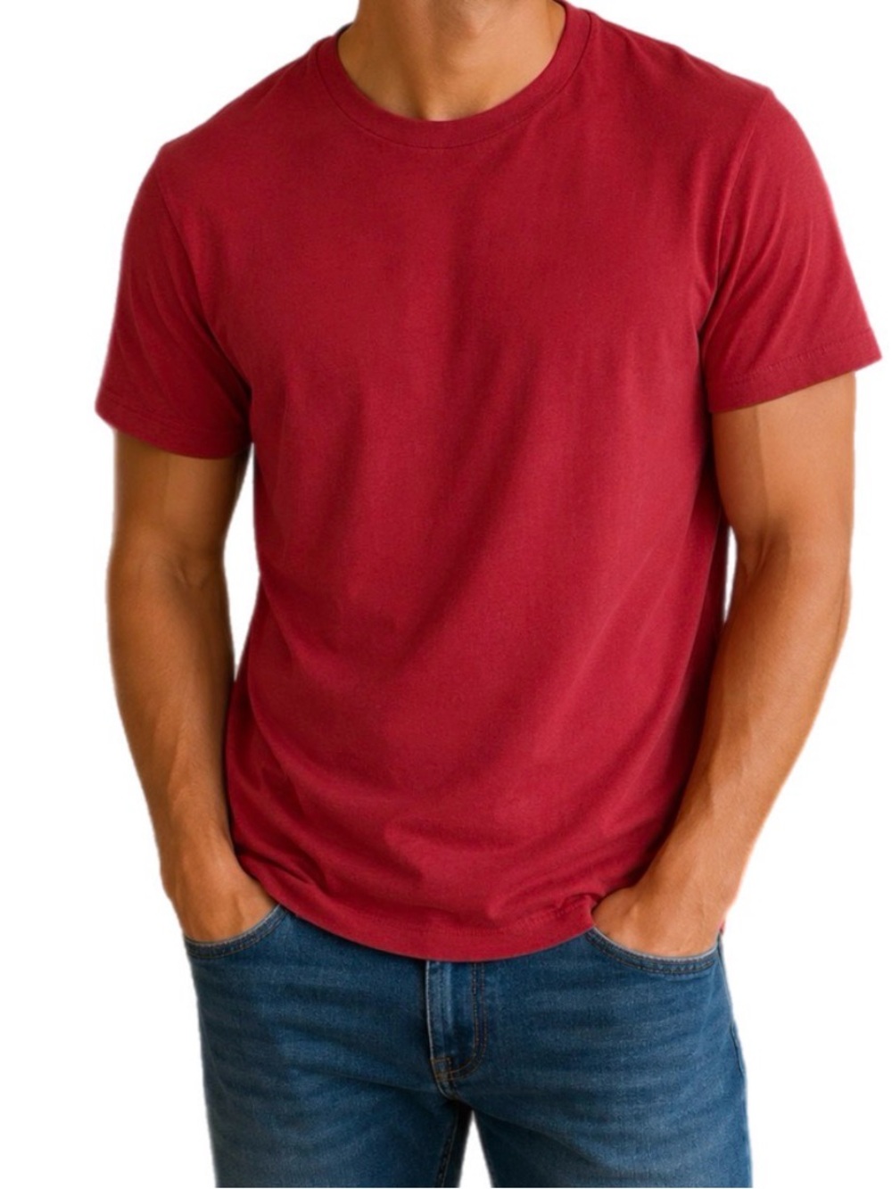 M J. Crew Broken In Men's Crewneck Red Henley T Shirt 100% Cotton Streetwear